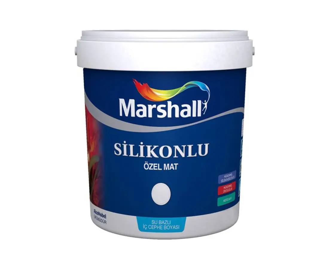 საღებავი ინტერიერის- silicone ozel mat marshall 7.5ლტ თეთრი — ინტერიერის საღებავი
